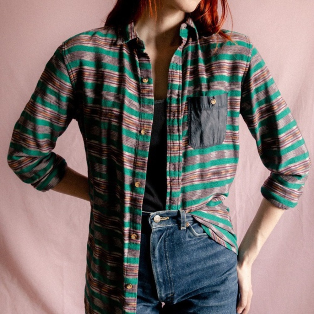 UO Koto Striped Button Down Shirt